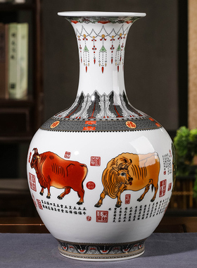 景德镇仿古五牛图新中式风装饰品
