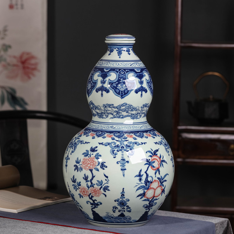 青花瓷釉里红20斤酒瓶酒壶陶瓷酒坛家用密封酒缸带盖散装酒储存罐