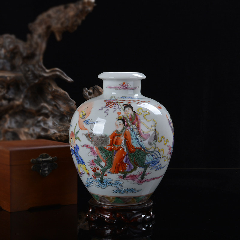 景德镇陶瓷花瓶古董瓷纯手工仿古麒麟送子古玩摆件做旧收藏品