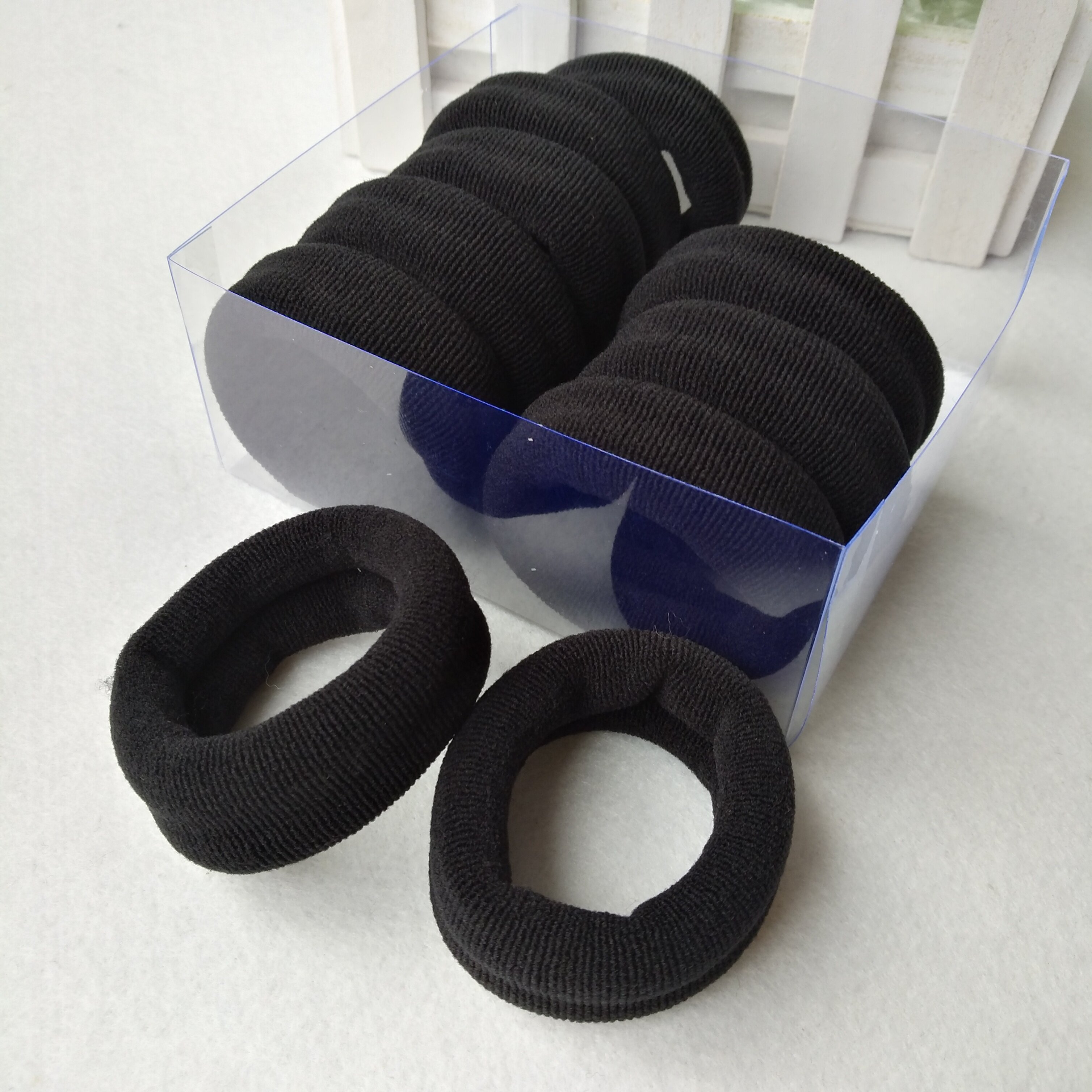 盒装黑色无接缝橡皮筋 留芳莫代尔弹力不缠发 宽发圈发绳皮套