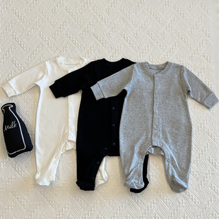 1岁 新生婴儿包脚连体衣纯棉带脚套宝宝哈衣爬服春秋季 26春装 新品