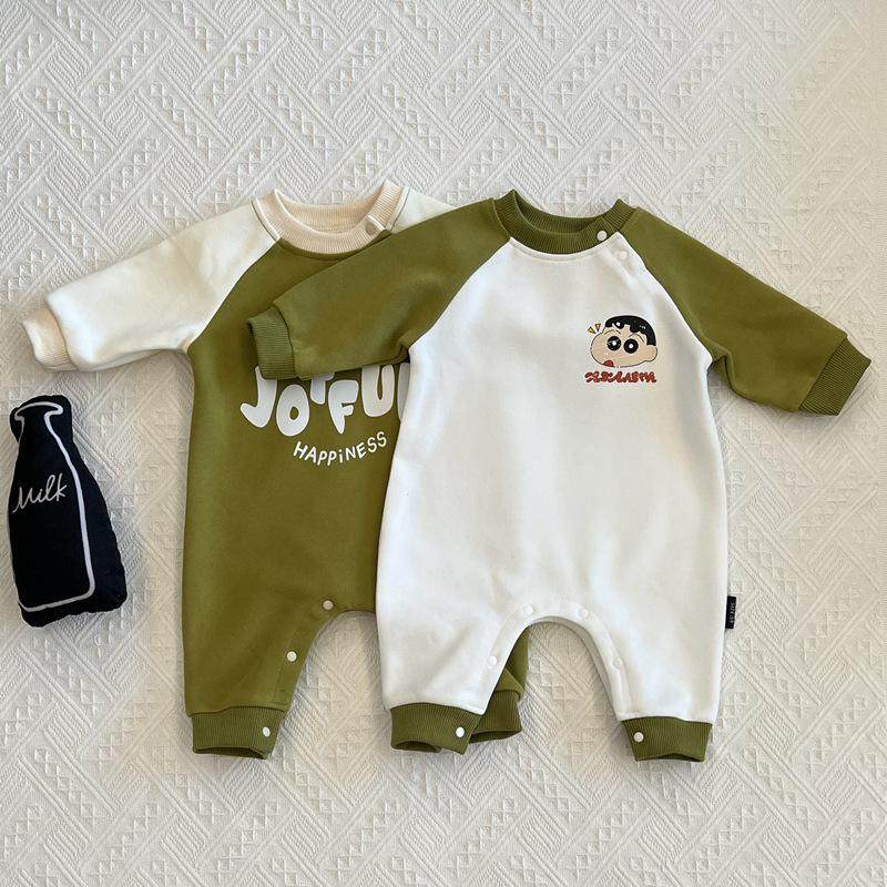 25春装新品婴儿长袖连体衣超萌洋气蜡笔小新男女宝宝哈衣爬服春秋