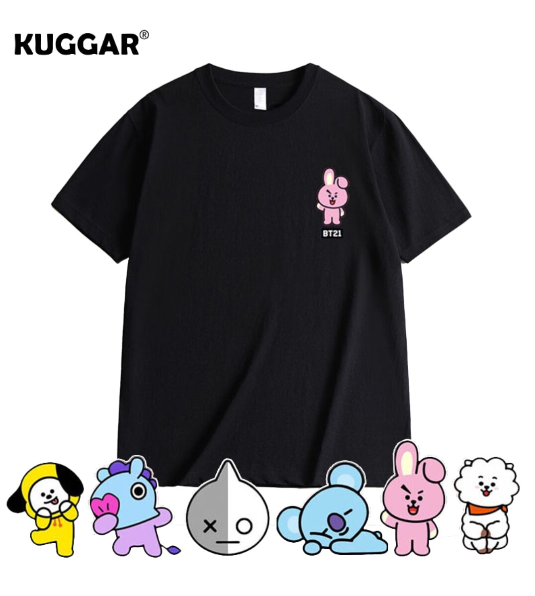 防弹少年团联名t恤BT21卡通夏季短袖情侣衣服衫校园青春青年