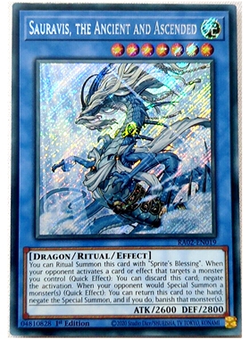 游戏王美英一刷RA02-EN019 SCR古圣戴 萨拉维思 始龙 HL2Ascended