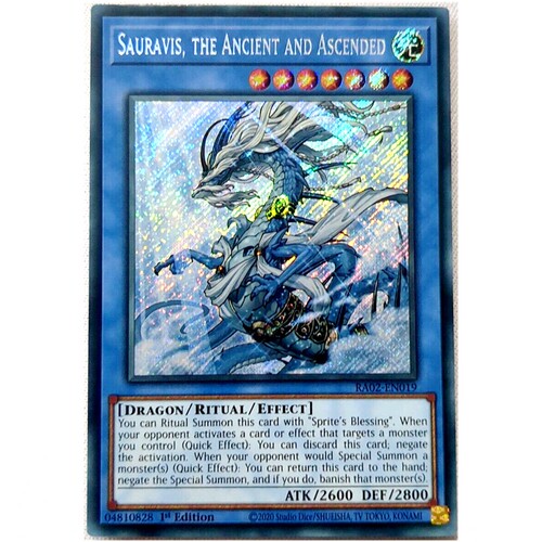 游戏王美英一刷RA02-EN019 SCR古圣戴 萨拉维思 始龙 HL2Ascended