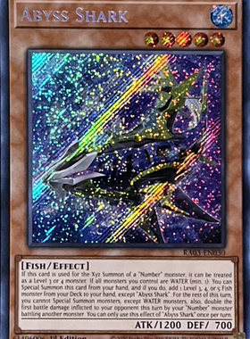 游戏王美英一刷RA03-EN030 SCR 邃渊鲨 gs3 Abyss Shark