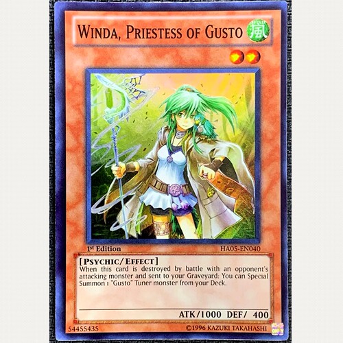游戏王 美英一刷HA05-EN040 SR 薰风的巫女 薇茵妲 G3A 妹卡Winda