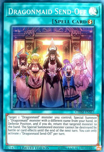 游戏王 美英限刷  CHIM-ENSE3 SR 半龙女仆的送行 G9A
