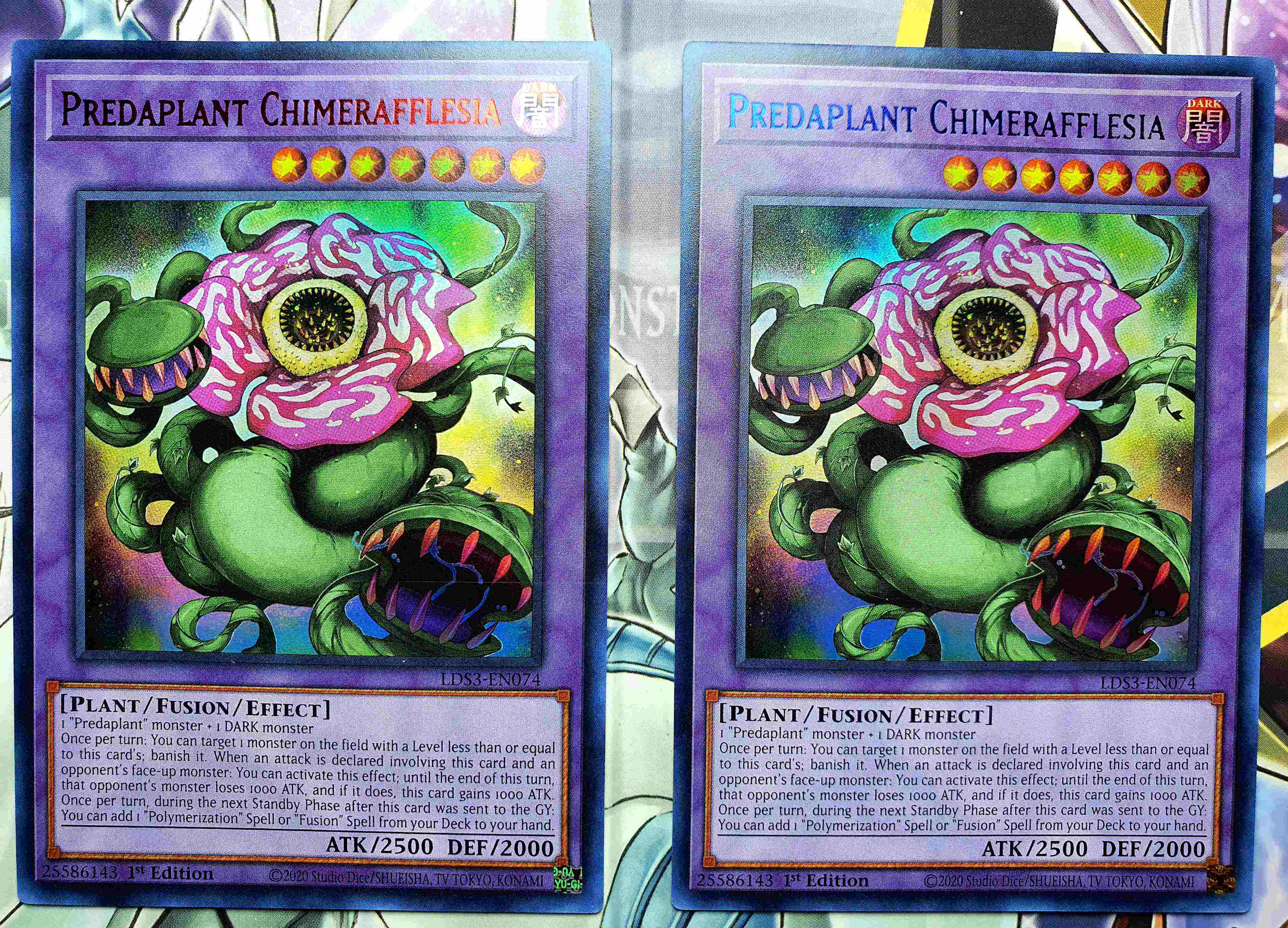 游戏王 美英一刷LDS3-EN074彩字UR 捕食植物奇美拉大花草J1B JG3