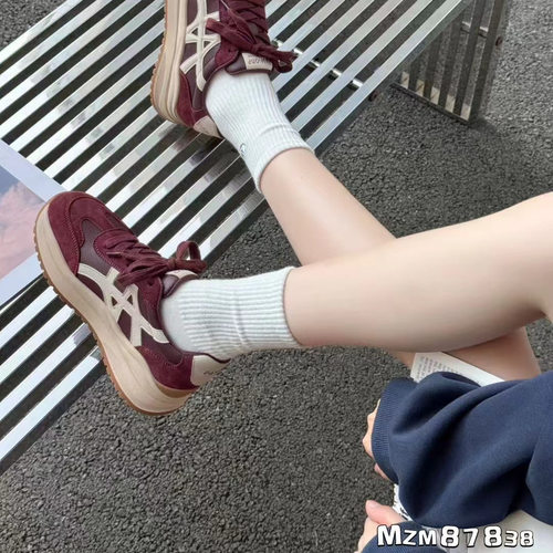 2025春新款真皮网面透气厚底老爹鞋女潮百搭增高显瘦休闲87838