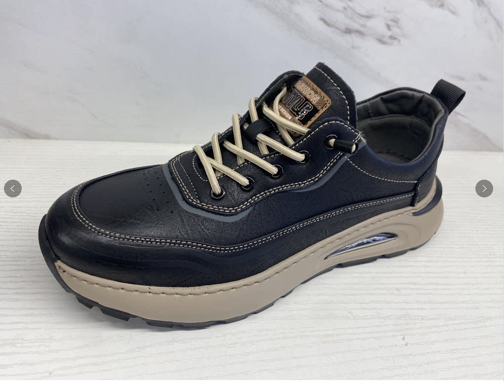 飞鸵运动鞋男鞋新款官网黑色皮面防水夏款透气旅游休闲跑步鞋子男