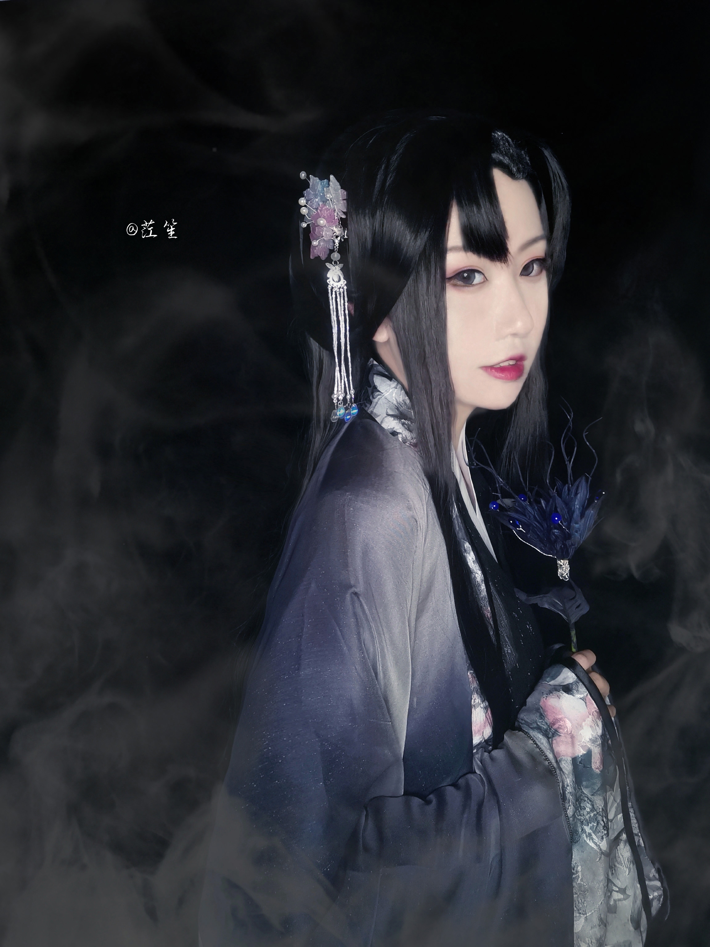 [大又又]古风装汉服cos造型假发万用头套斜尖毛整顶二哈师尊师昧