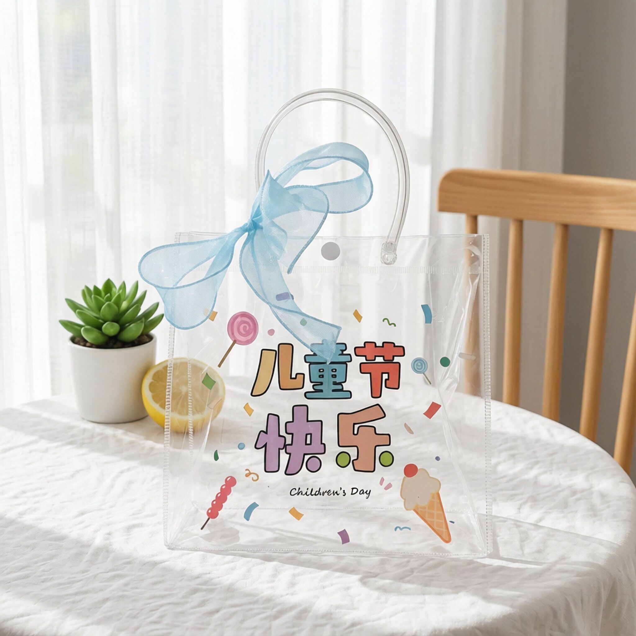 六一儿童节礼品袋透明手提袋幼儿园伴手礼包装塑料礼物包装袋新款