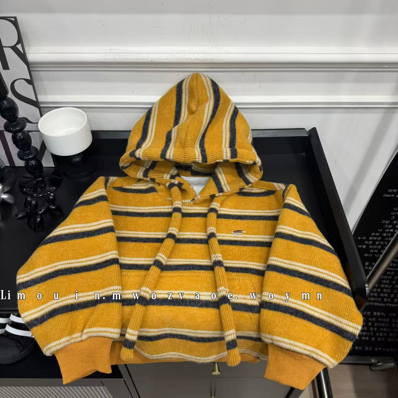 加绒款秋冬复古时尚条纹款连帽秋冬款男女童宽松连帽卫衣长袖