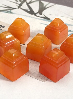 批发天然金丝玉方印章秤砣玉石吊坠挂件DIY饰品配件手机挂坠包挂