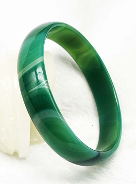 民族风女款绿玛瑙手镯帝王绿玉石