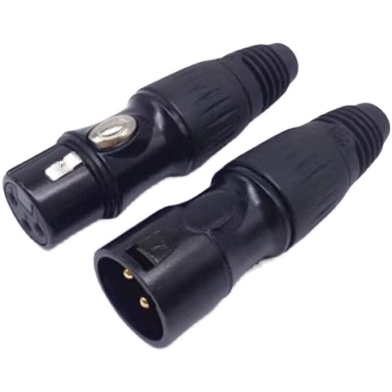 铜针镀金黑卡侬头发烧专业 麦克风XLR平衡卡农头三芯卡龙头公母