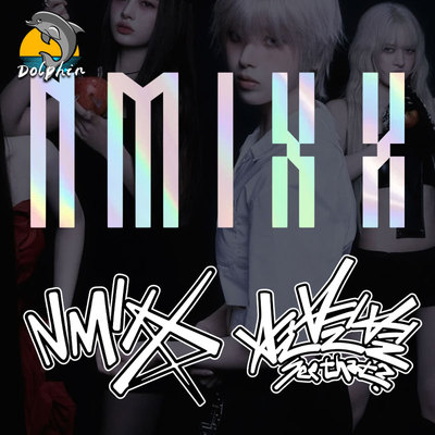 NMIXX女团logo吴海媛金智羽反光车贴电动摩托车身后窗玻璃装饰贴