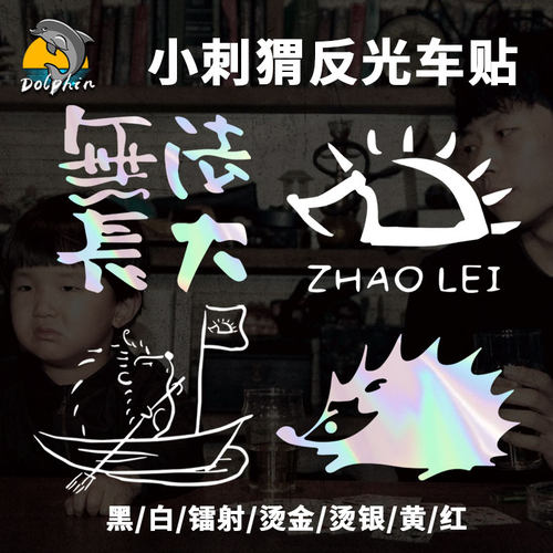 赵雷小刺猬无法长大巡回周边反光车贴电动摩托车身后窗玻璃装饰贴