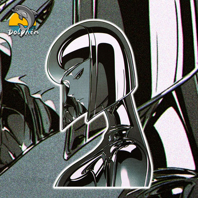 fullmetal赛博朋克女仿生人反光车贴电动摩托车身后窗玻璃装饰贴