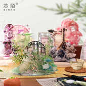 古风DIY多插亚克力摆件国风谷美造景吧唧展示桌面装 饰二次元 摆台