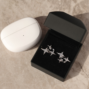 bose耳机钻扣四芒星耳扣耳饰女耳机装饰耳夹耳钉耳环轻奢高级感