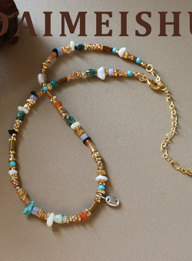 春夏新款复古波西米亚风串珠项链轻奢感时尚气质百搭锁骨链女