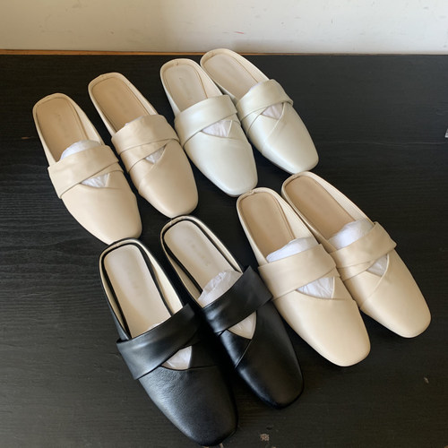 断码清仓捡漏~法式风方头包头穆勒鞋女休闲低跟一脚蹬懒人鞋半拖