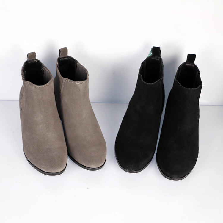 断码清仓捡漏~43-44大码女鞋秋冬薄绒粗跟马丁靴真皮切尔西短靴