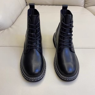 马丁靴女 春秋7孔短筒靴厚底百搭短靴英伦风系带经典 断码 清仓捡漏