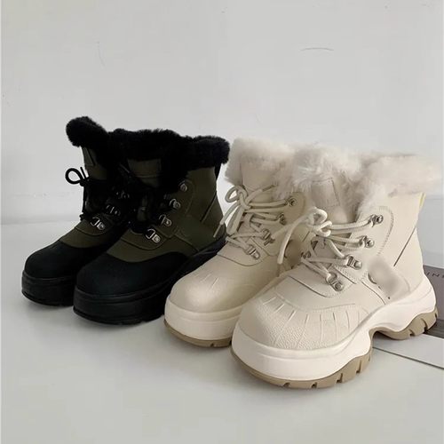 断码清仓捡漏~冬季防滑增高厚底大棉鞋马丁靴加厚加绒保暖雪地靴