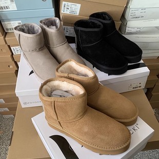 清仓捡漏 棉鞋 波兰单 轻便加绒保暖雪地靴真皮短筒经典 女 冬季 断码