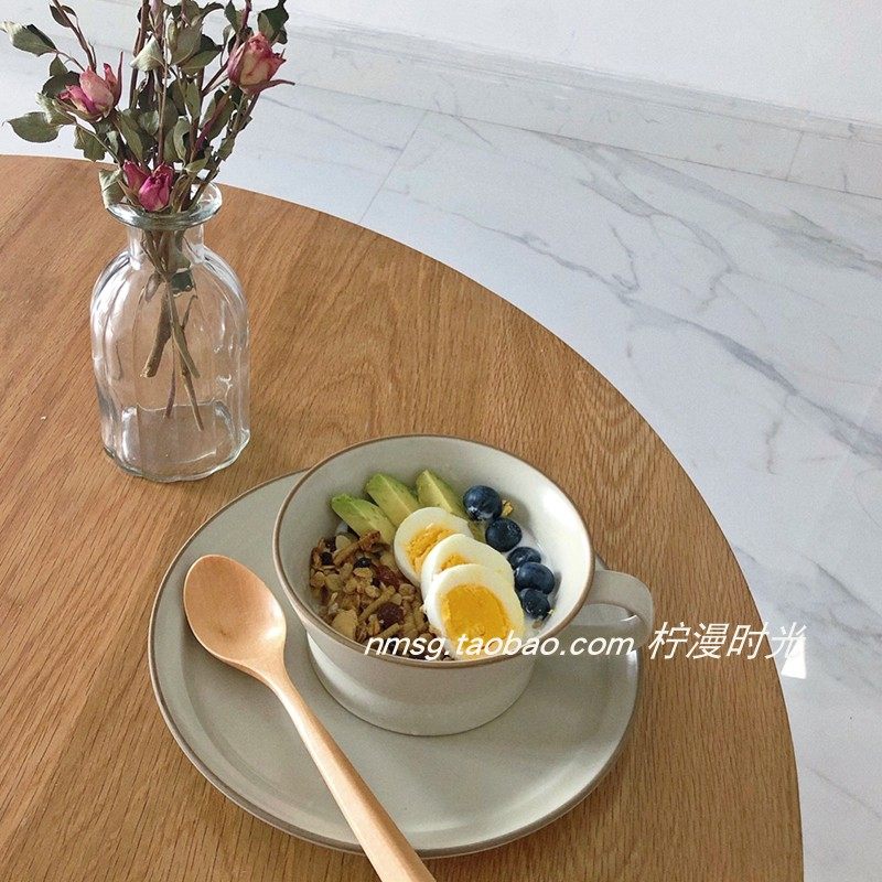 Ins wind Morandi Japanese frosted ceramic plate