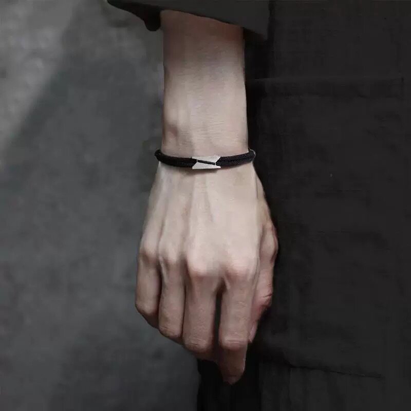 男士黑色编织手绳 小众ins潮情侣手链 个性简约百搭男生手饰品
