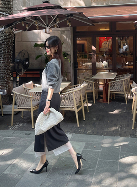 Partysu 韩国进口 官网直邮 2025秋  Houser  假两件开叉半身裙