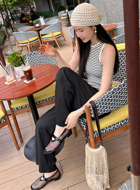 Partysu韩国进口官网直邮2024夏  Melba stripe圆领条纹无袖背心