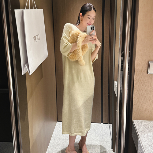 Partysu 韩国进口 官网直邮 2025秋   Noob 宽松五分袖连衣裙