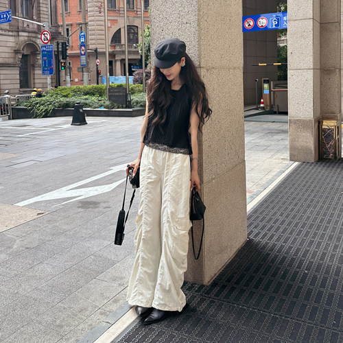 Partysu 韩国进口 官网直邮 夏  Margo两侧的大口袋松紧腰工装裤