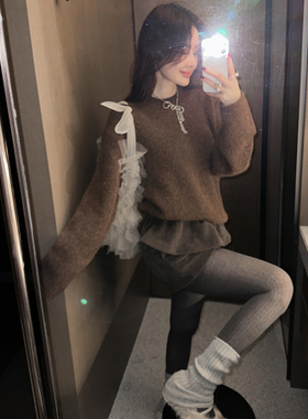 partysu 韩国进口  官网直邮 2025冬 Bye  羊驼毛柔软圆领针织衫