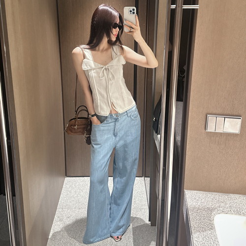 Partysu 韩国进口 官网直邮 2025夏  Tona 简约亚麻牛仔裤