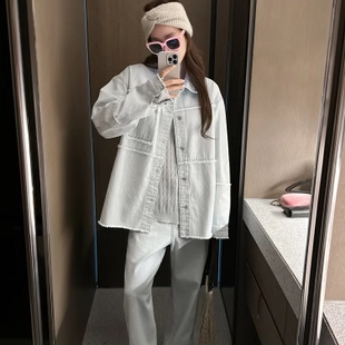 Partysu 韩国进口 官网直邮 2025春 Stitch 牛仔衬衫 牛仔裤套装