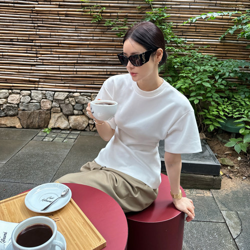 Partysu 韩国进口 官网直邮 2025冬   Colla  圆领短袖收腰 T 恤