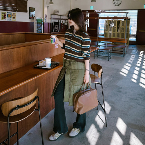 Partysu 韩国进口 官网直邮 冬季  Multi 多层绗缝拉链半身裙