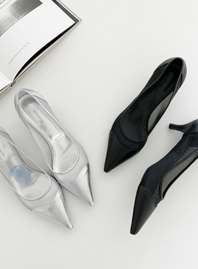 Partysu 韩国进口官网直邮2024夏Boise mesh pumps手工制作低帮鞋