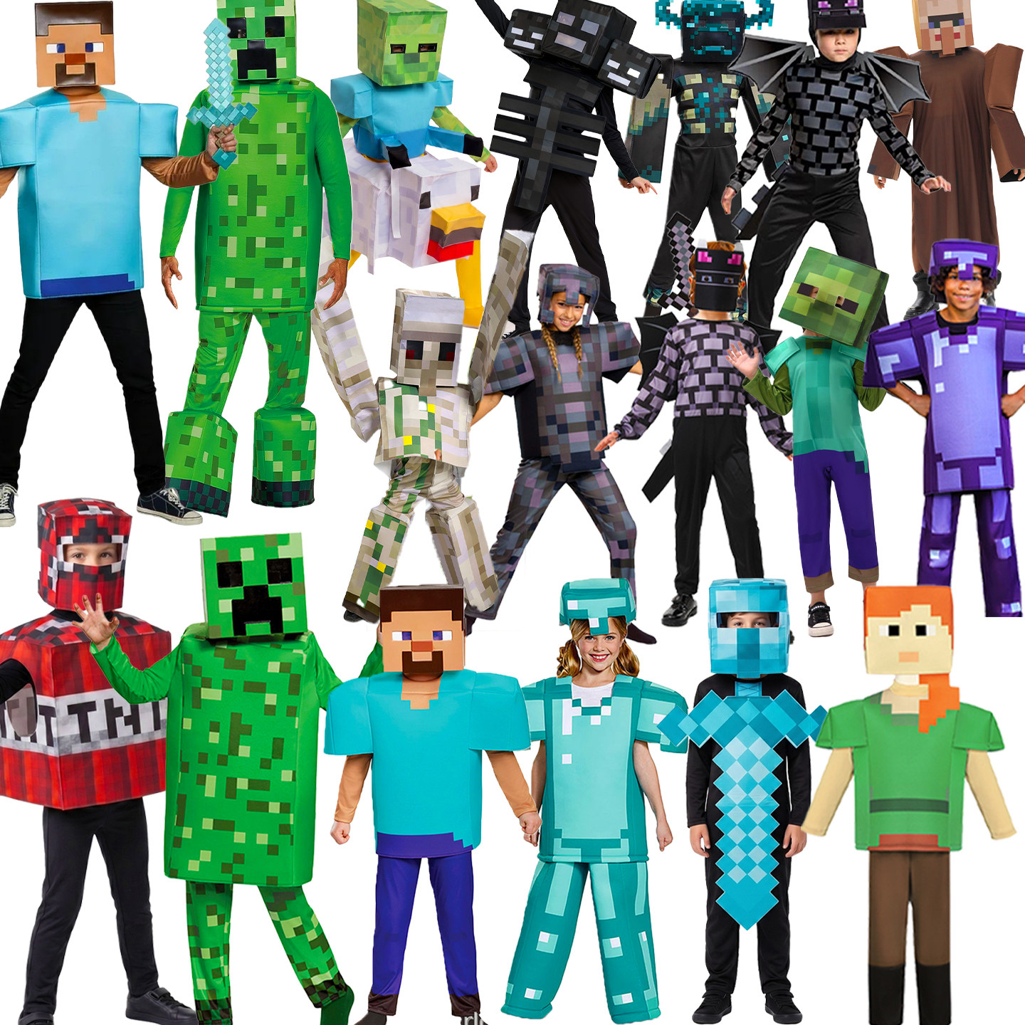 万圣节我的世界minecraft服装TNT儿童官方剑钻石铠甲cosplay表演图片