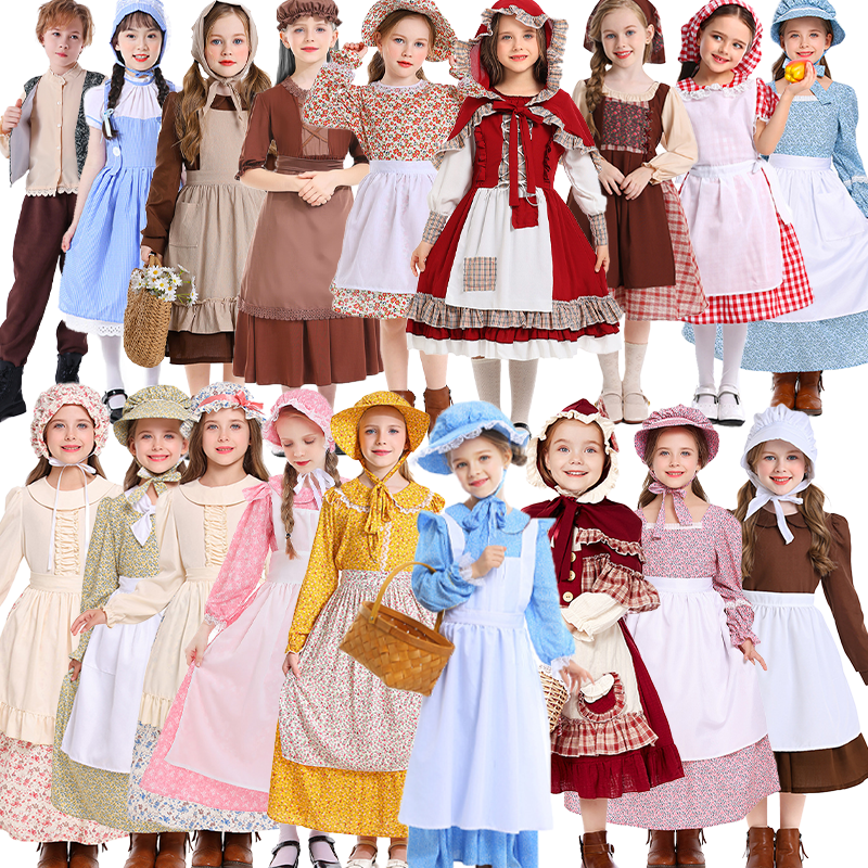 儿童节卖火柴欧洲风中世纪儿童装小姑娘卖火柴小女孩平民穷人演出