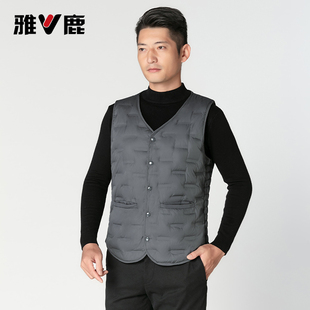雅鹿羽绒马甲男秋冬2025新款 保暖背心中老年爸爸加厚坎肩马夹内穿