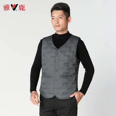 雅鹿加厚加绒羽绒马甲男爸爸款