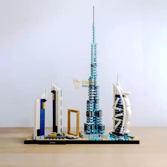 21052 Dubai Skyline Architecture Burj Al Arab Hotel Burj Khalifa Dubai Frame Building Blocks Assembly Toy Chinese Building Blocks