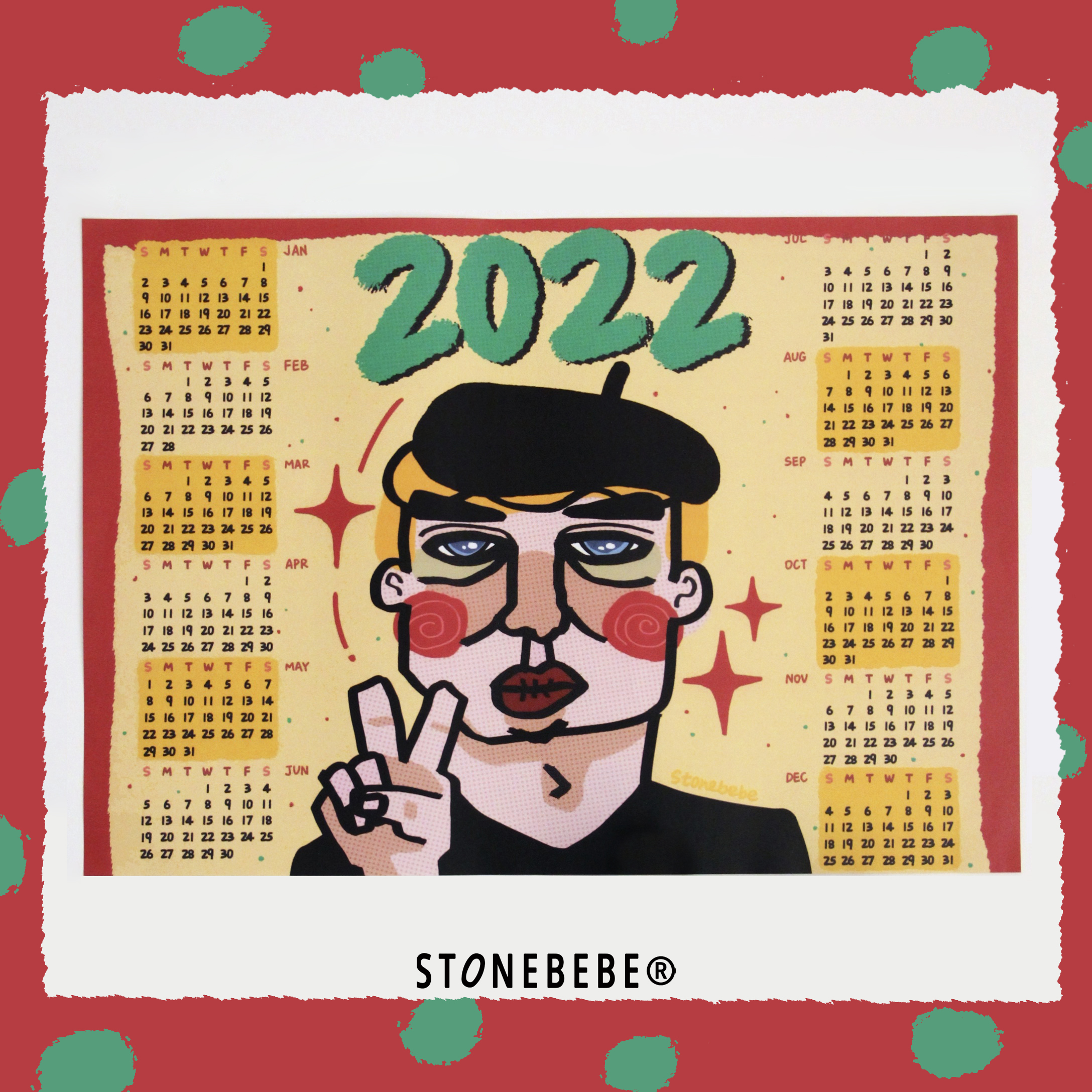 STONEBEBE原创 2022年卡通个性日历海报墙面挂画装饰画新年挂历